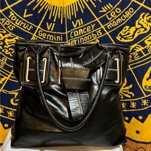 Tommy Hilfiger Black Faux Leather Y2K Shoulder Bag